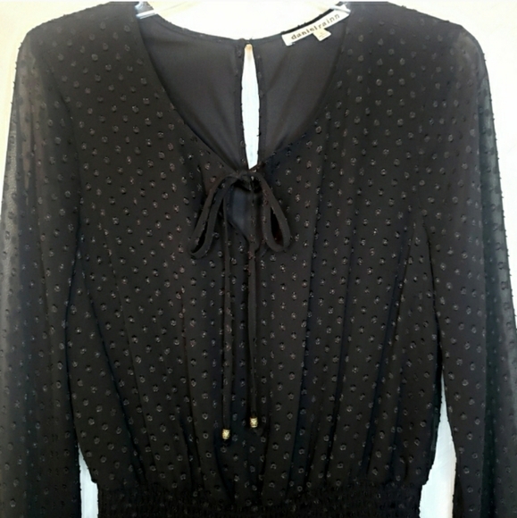 Romper Black Semi Sheer Sleeves By Daniel Rainn ❤ RET $69 - Picture 4 of 12
